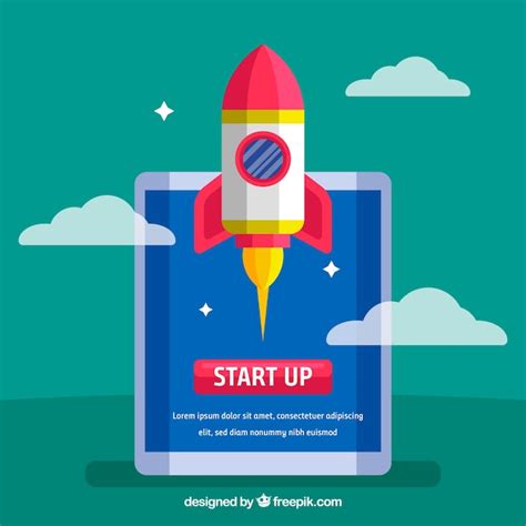 Concepto De Start Up Con Cohete Y Tablet Vector Gratis