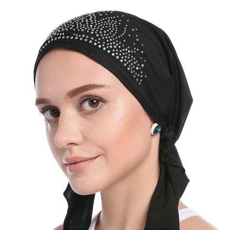 2021 Fashion Muslim Headscarf Hat Women Inner Hijab Bonnet Solid Color