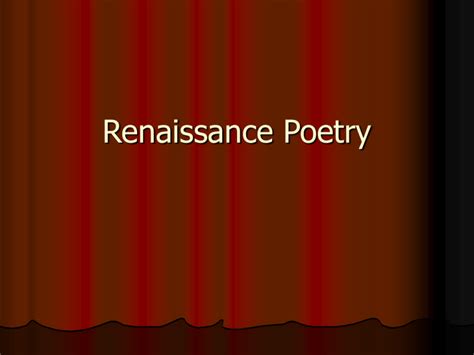 Renaissance Poetry