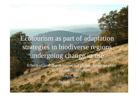 Pdf Ecotourism As Part Of Adaptation Strategies In Biodiverse