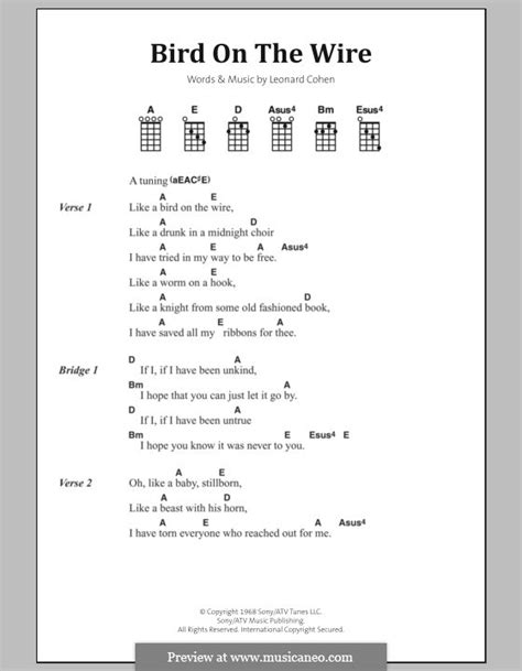 Bird on the Wire (Bird on a Wire) by L. Cohen - sheet music on MusicaNeo