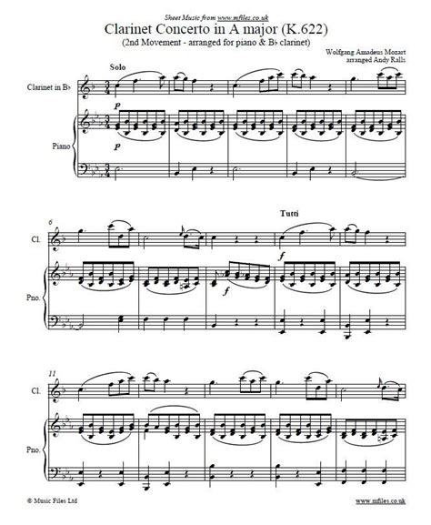 The Slow Movement Of Mozarts Clarinet Concerto In A Arranged For