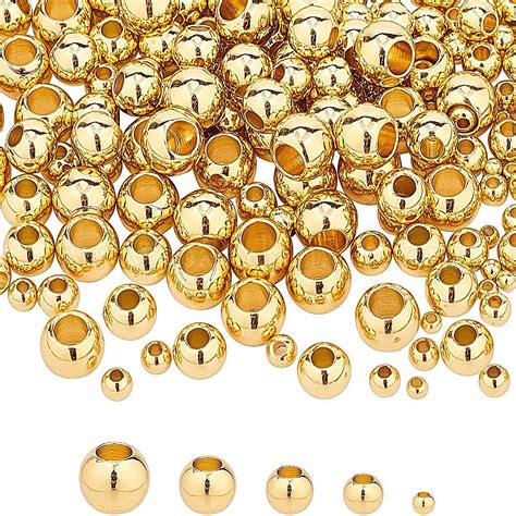 Wholesale Nbeads 200 Pcs Brass Beads 5 Sizes Rondelle Spacer Brass Beads Metal Big Hole Beads