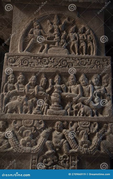 Intricately Carved Pillars of Temple in Pattadakal, Karnataka, India ...