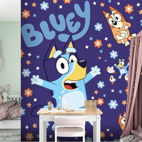 Bluey Wallpaper, Bluey Cartoon Mural, Kids Bedroom Mural, Peel and ...