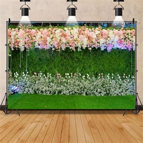 Amazon X Ft Pink Rose Flower Grass Wall Wedding Photography