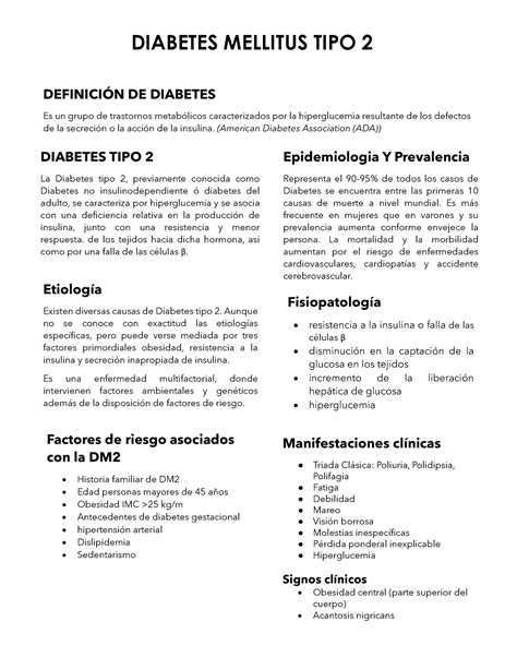 Diabetes Mellitus Tipo2 Diabetes Mellitus Tipo 2 DefiniciÓn De Diabetes Es Un Grupo De