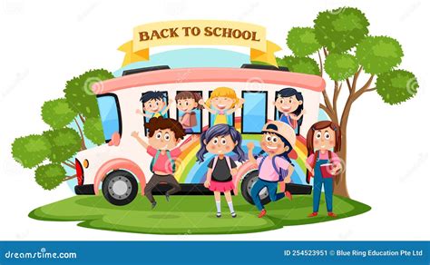 Back To School With Kids Cartoon Character Stock Vector Illustration