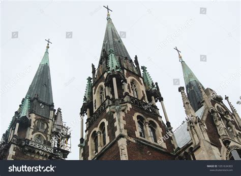 Baroque Gothic Architecture Steeples On Towers Stock Photo 1051634303