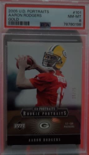 Ud Portraits Gold Rookie Sp Card Of Aaron Rodgers Psa Nm Mt