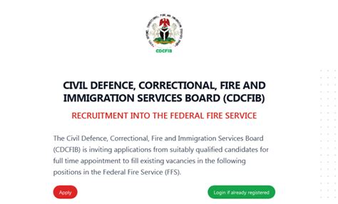 Federal Fire Service Ffs Recruitment 2024 Form Portal Cdcfib