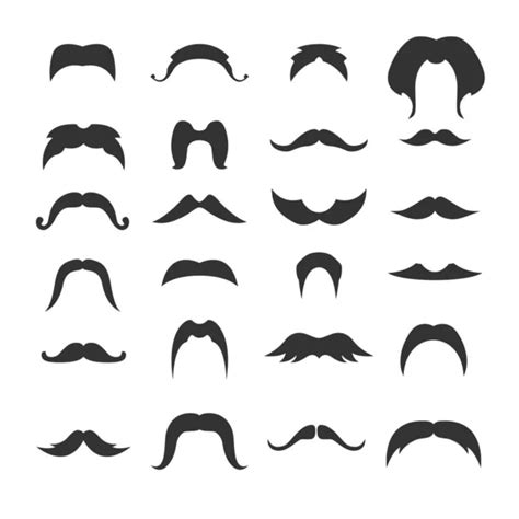 Big Set Mustaches Black Silhouettes Collection Mens Mustaches Vector