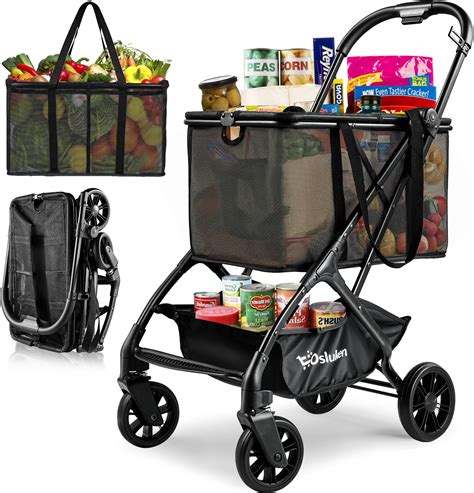 Keoslpy Folding Shopping Cart With Wheels 75lbs