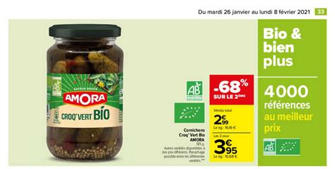 Offre Cornichons Croq Vert Extra Fins Amora Chez Auchan