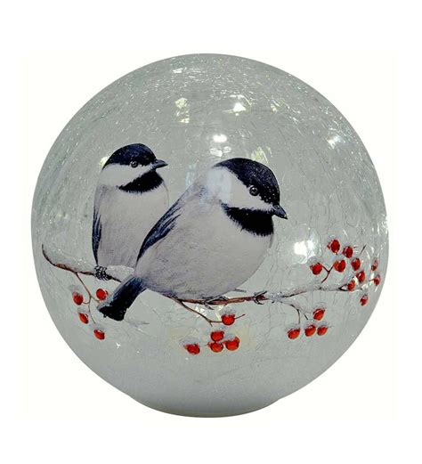 Lighted Chickadee Crackle Glass Globe Is A Unique Decoration That S Sure To Become A Favorite