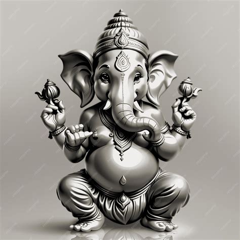 Premium Photo | Black and white lord ganesha