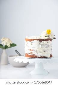 Nude Vanilla Cake Flowers On Top Stock Photo Shutterstock