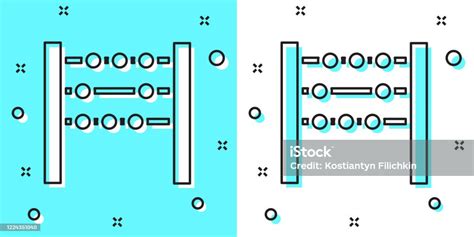 Ikon Abacus Garis Hitam Terisolasi Pada Latar Belakang Hijau Dan Putih