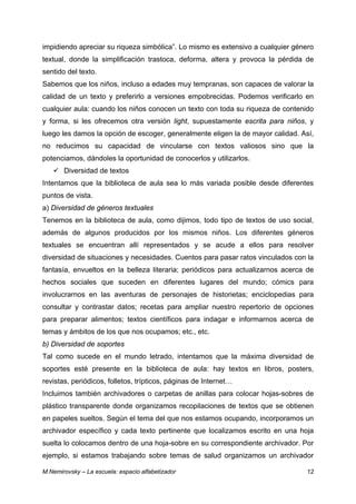 La Escuela Espacio Alfabetizador Nemirovsky PDF