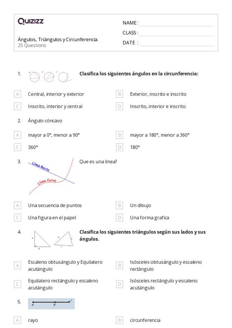 Ngulos Inscritos Hojas De Trabajo Para Grado En Quizizz