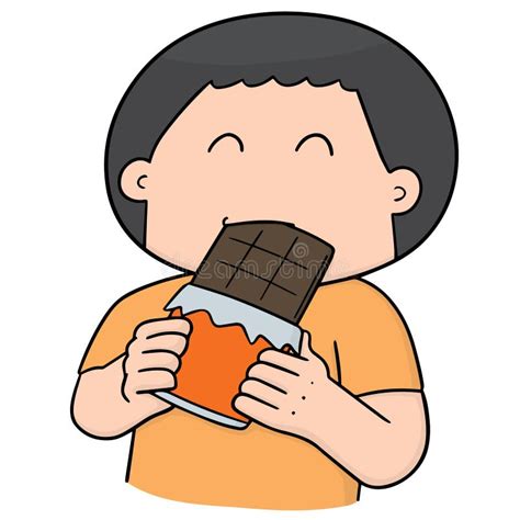 Vector Of Man Eating Chocolate Stock Vector Illustration Of Icon