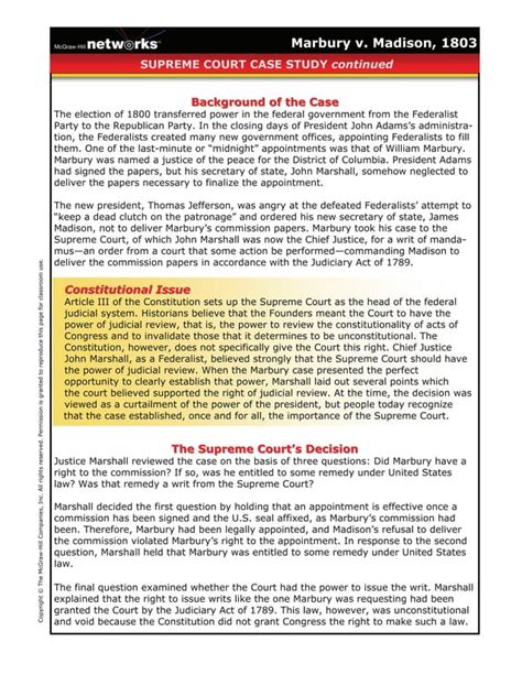 Marbury V Madison Case Study PDF