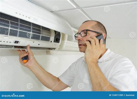 Fixing And Maintaining Air Conditioning System Stock Image Image Of