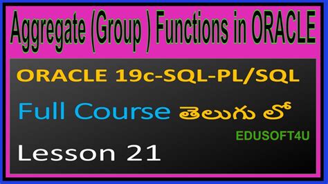 Aggregate Group Functions In Oracle Sql Oracle 19c Sql And Plsql Full