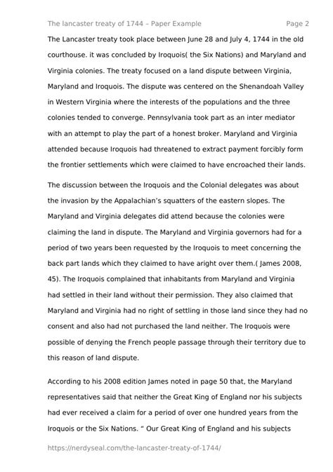 The lancaster treaty of 1744 - 1837 Words - NerdySeal