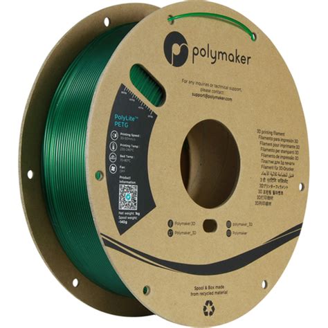 Polymaker PolyLite PETG Translucent Green 3DJake International