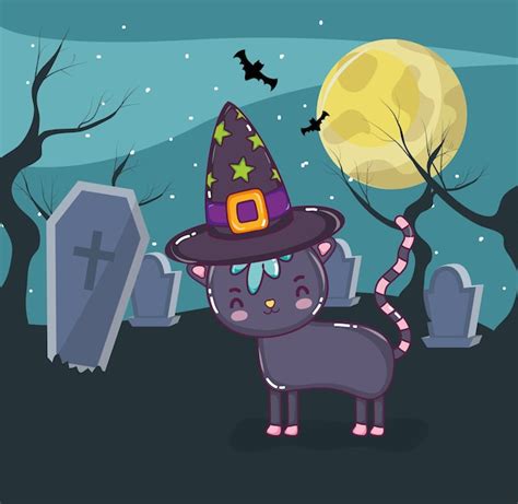 Premium Vector Halloween Cute Cat Cartoons