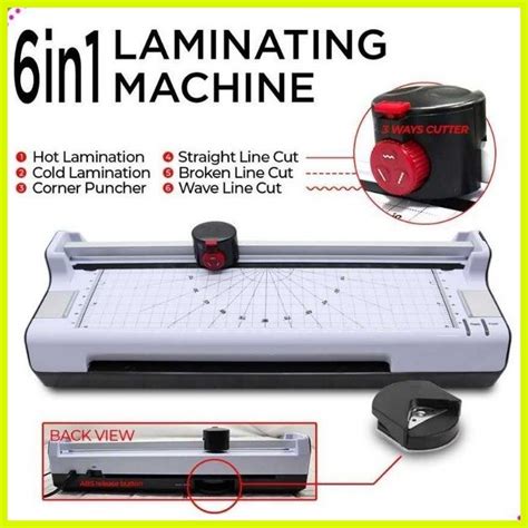 6in1 Hot Cold Laminator Machine W Rotary Trimmer Corner Rounder Puncher A4 Size Laminating