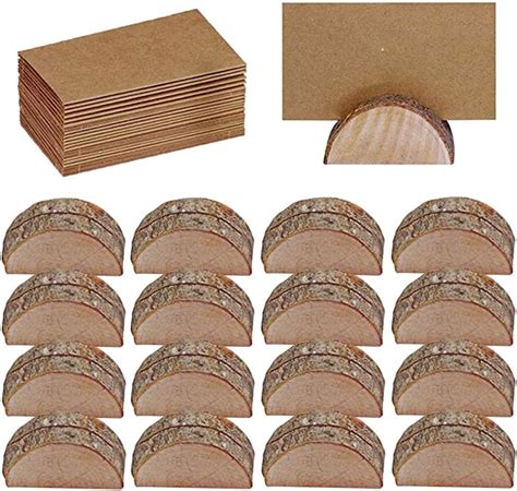 STORMSHOPPING 20 Pcs Rustic Wood Place Card Holders And 30 Pcs Kraft