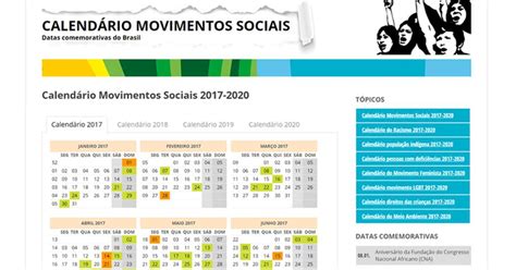 Calend Rio Na Net Destaca Trajet Ria De Movimentos Sociais