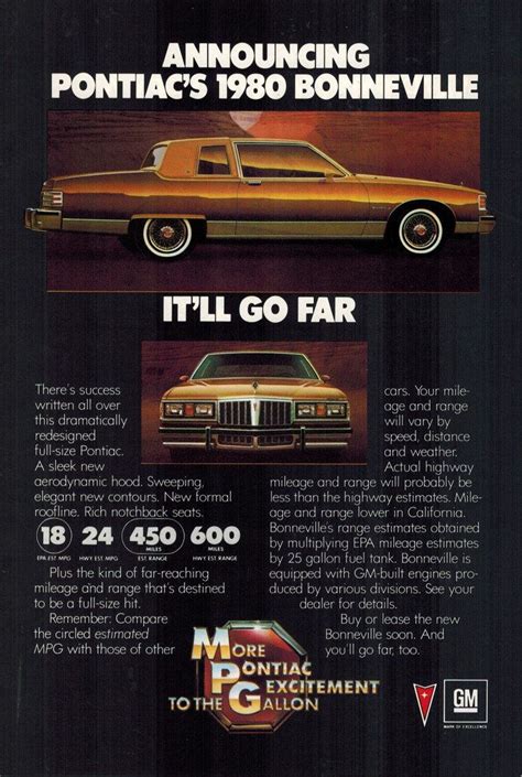 Pontiac Bonneville 1980 Retro Ads Vintage Car Ads Etsy Pontiac Bonneville Pontiac Car Ads