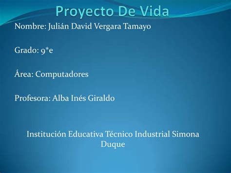 Proyecto De Vida Ppt