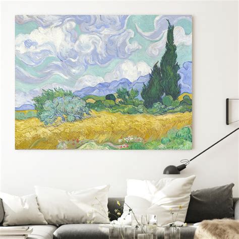 Lotus Fawn Wheatfield With Cypress By Van Gogh Stretched Canvas Wall