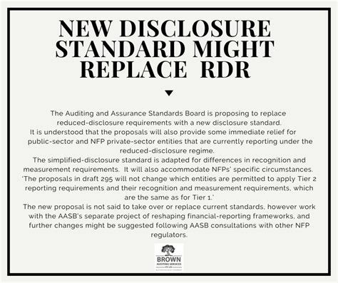 New Disclosure Standard Might Replace Rdr Brown Auditing Services