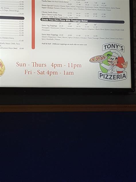 Menu At Tony S Pizzeria Ballynahinch