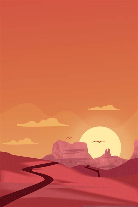 Vector Hand Drawn Cartoon Desert Scenery Background Wallpaper Image For