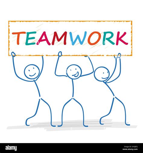 Stickman 3 Banner Teamwork Stock Photo - Alamy