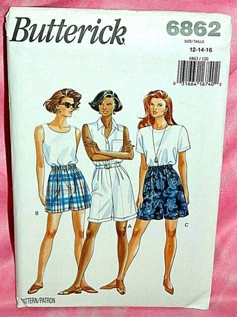 Uncut Butterick Misses Sz Fast Easy Summer Shorts Pattern