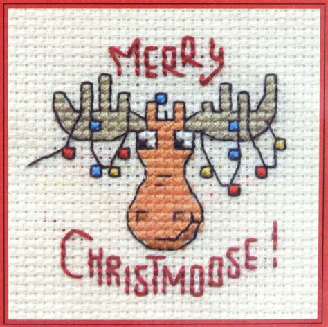 Mouseloft Cross Stitch Kit Merry Christmoose Christmas Stitchlets