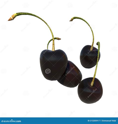 Front View Of Food Fruit Vegetable Cherry 1 White Background 3d Rendering Ilustracion 3d Stock