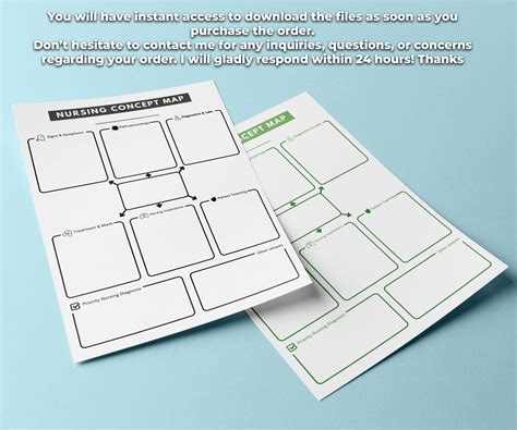 Nursing Concept Map Template for Students Study Printable Instant ...