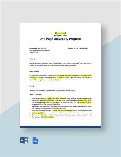 One Page Proposal Templates in Google Docs - FREE Download | Template.net