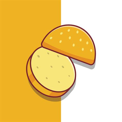 Burger Buns Vector Icon Illustration. Burger Buns Vector. Flat Cartoon ...