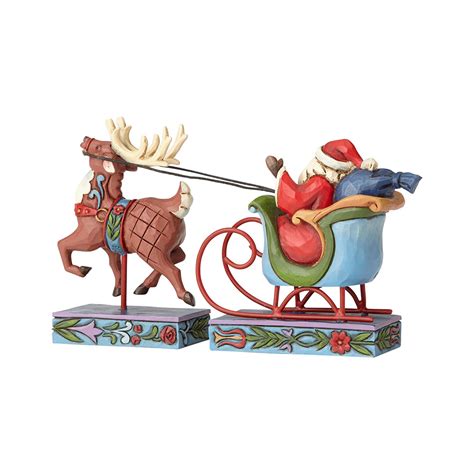 Heartwood Creek Christmas Collection Mini Santa In Sleigh With Reindeer