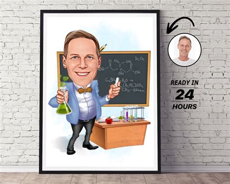 Personalized Chemistry Teacher Cartoon Portrait Custom Teacher