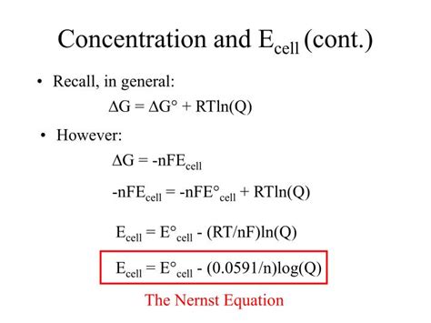 Ppt Lecture 13 The Nernst Equation Powerpoint Presentation Id6787763